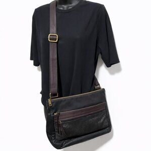 FOSSIL Corey Crossbody Bag Purse Goat & Cow Leather Black Sparkle 14.5" x 10.5"